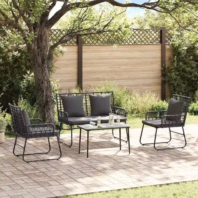 Set di Mobili da Giardino 4 pz Nero e antracite polyrattan 3379040