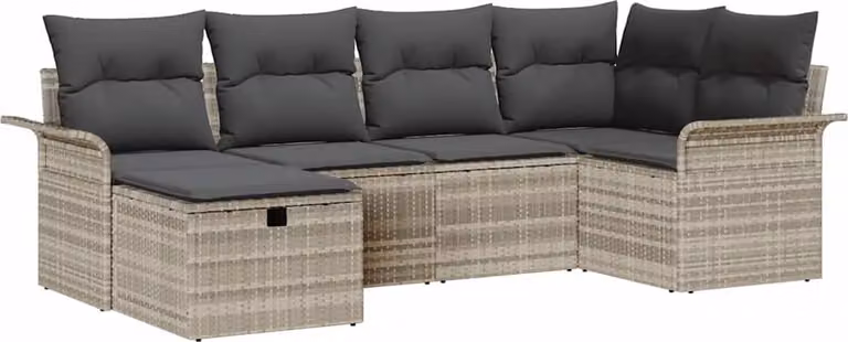 Set Divano da Giardino con cuscino 6 pcs Poly Rattan
