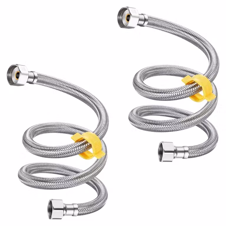 Confezione da 2 tubi flessibili in acciaio inossidabile intrecciato, attacco G 1/2" - G 1/2", lunghezza 300 cm