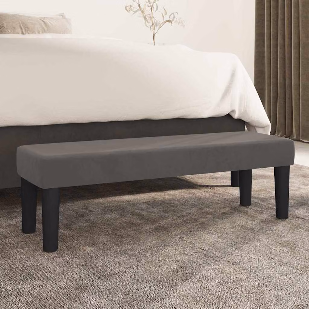 Panca moderna vidaXL in velluto grigio con struttura in legno L 100 x P 30 x H 30 cm