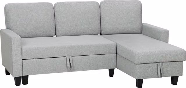 Divano Letto Contenitore HOMCOM a 3 Posti in Tessuto Effetto Lino, Grigio e Nero