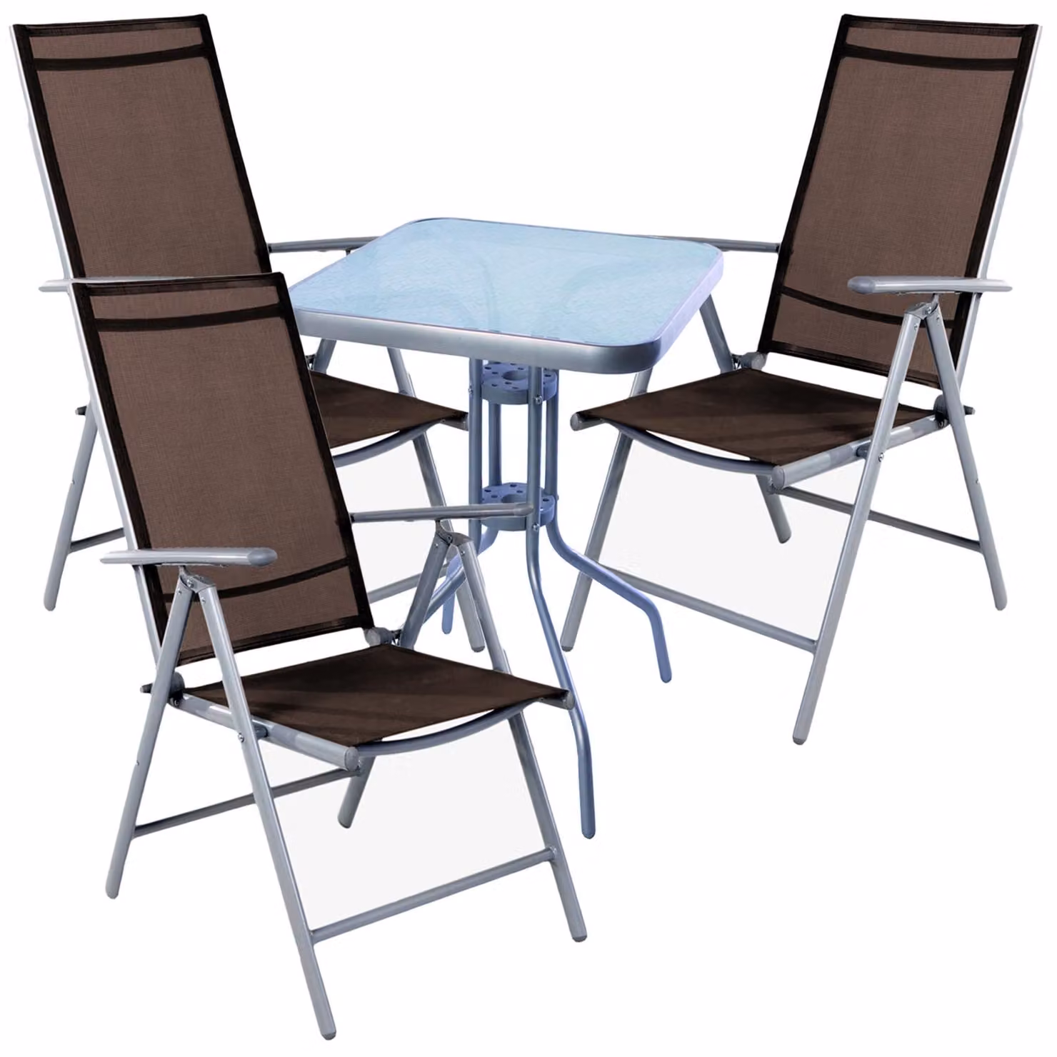 Set da bistrot, 4 pezzi, grigio argento/marrone cioccolato