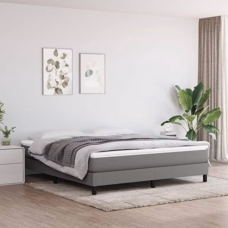 Materasso a molle insacchettate, medio-rigido, color grigio scuro, dimensioni 183 x 213 x 20 cm, rivestito in tessuto