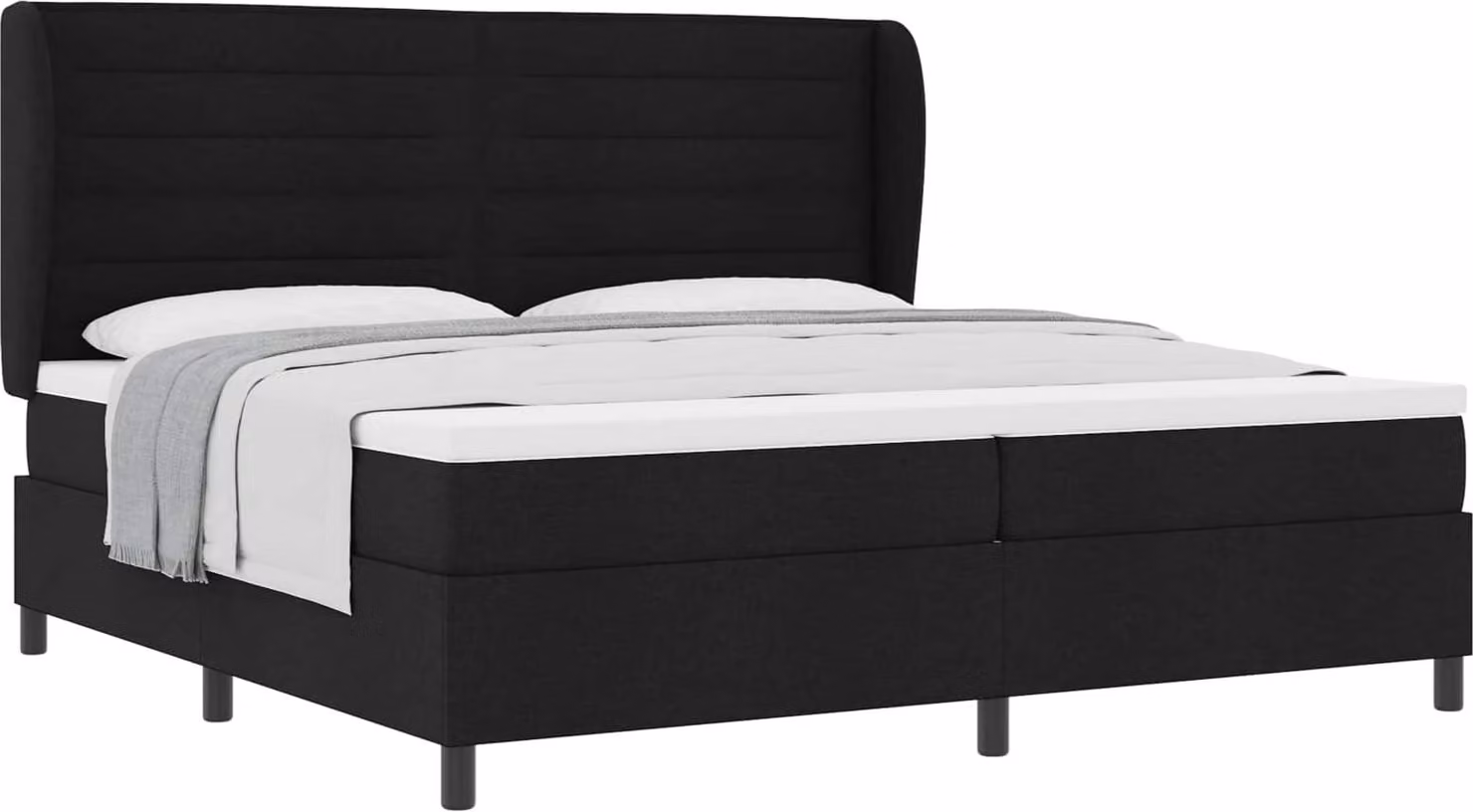 Letto a molle con materasso Nero 200 x 200 cm Tessuto