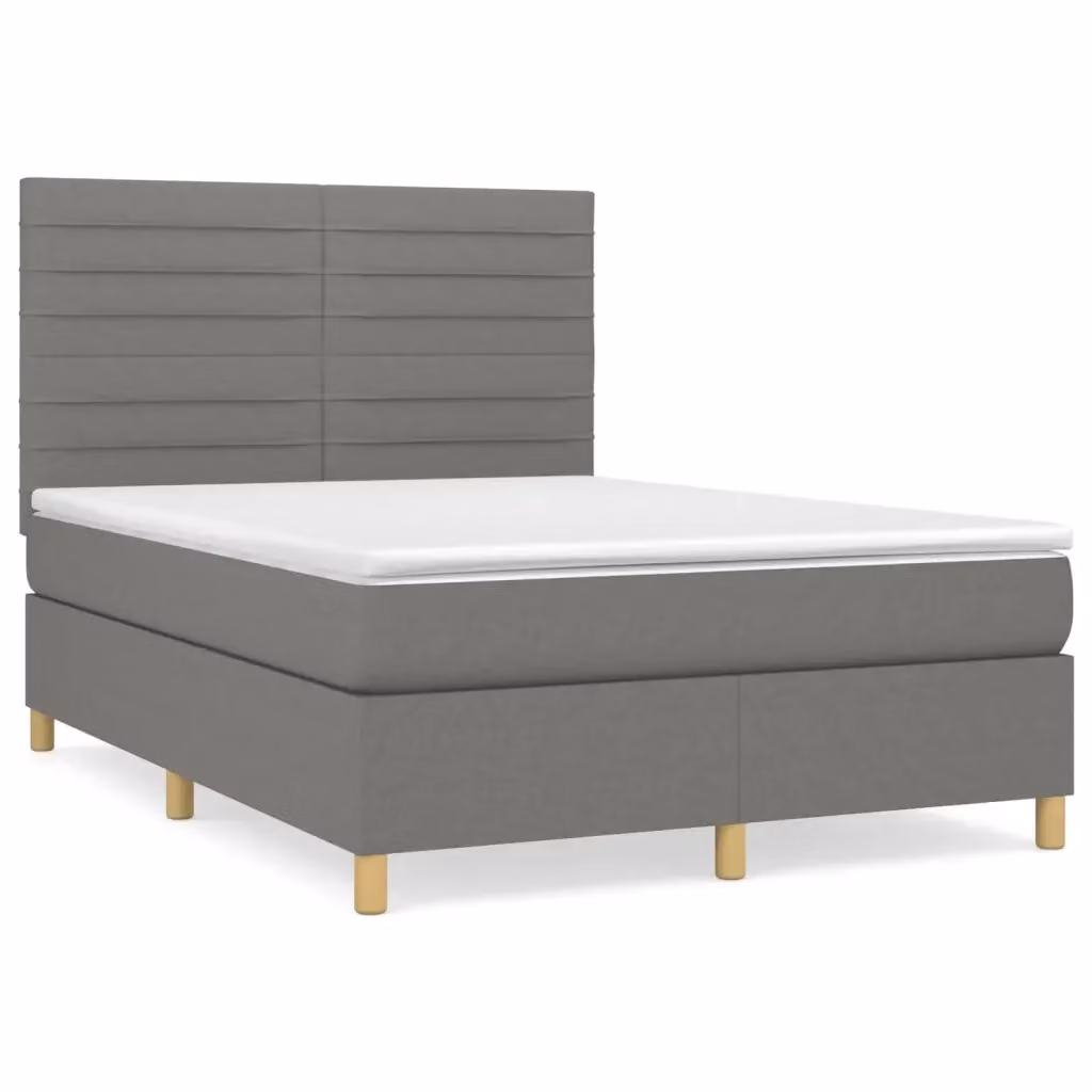 Letto Ibrido con Giroletto a Molle e Materasso vidaXL, Grigio e Bianco, L/P/H: 140 x 190 x 4 cm – 2