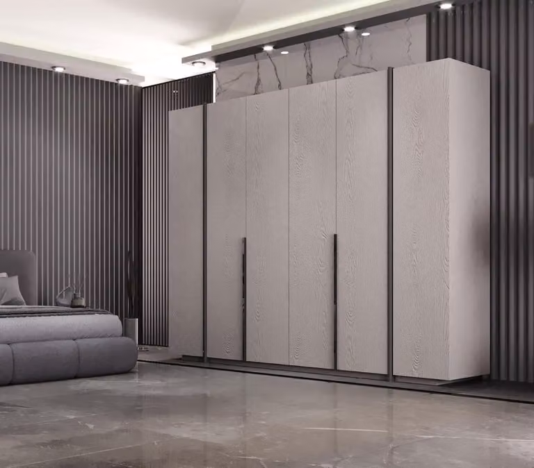 Armadio a 6 ante – design moderno in grigio