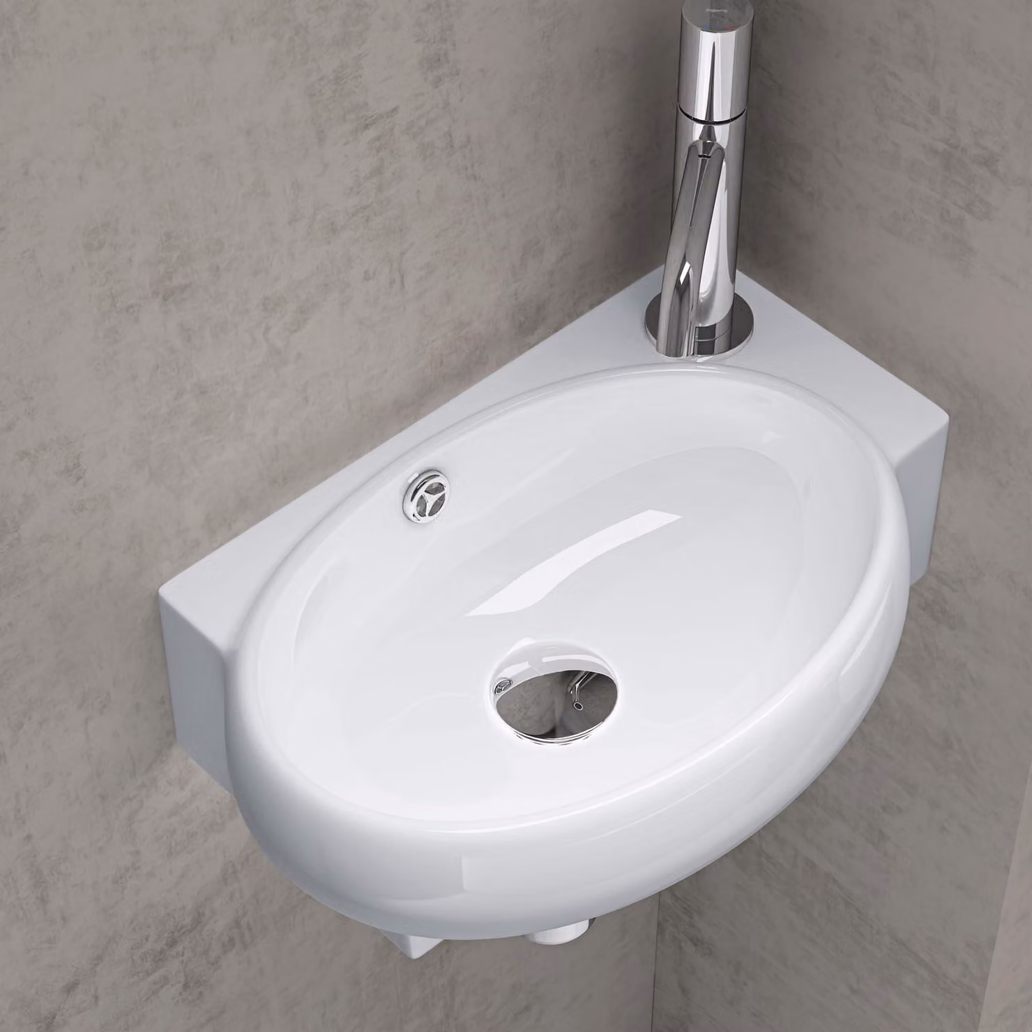 doporro Lavabo da Appoggio 42x28x15cm, Lavandino Bagno in Vetroceramica Nano Rivestimenti Inclusi Brš¹ssel001L, Bianco