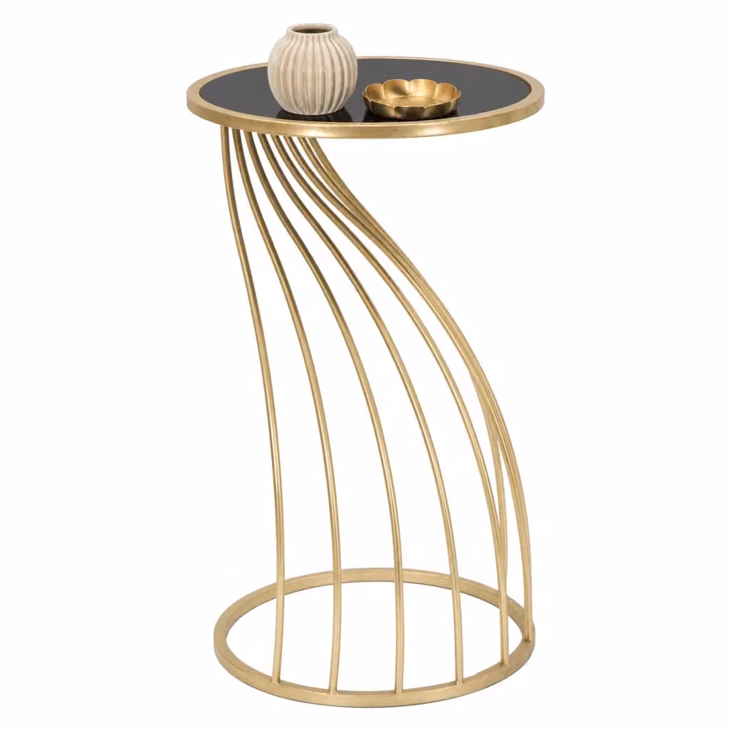 Tavolino da salotto Broome DMORA oro e nero con piano in vetro e struttura in metallo, L/P/H: 35 x 35 x 60 cm – 2