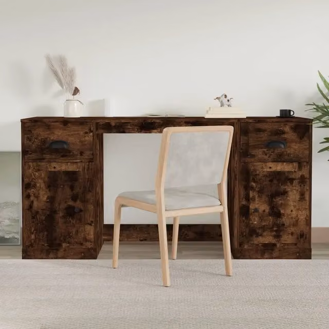 Scrivania con Armadietto Moderno vidaXL in Legno Rovere Fumo, L: 154,5 cm, P: 50,0 cm, H: 75,0 cm – 1
