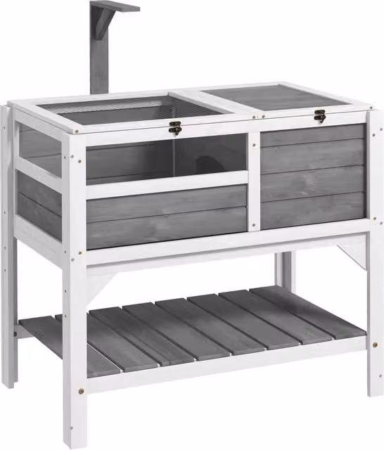 Recinto per tartarughe in legno massello con scaffale ¨C zephmum ¨C 84x51x103 cm