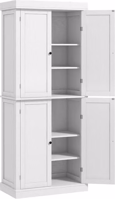 Mobile Cucina con Ante in Legno e Ripiani Regolabili ¨C Zephmum ¨C 76x40.5x184 cm, Bianco
