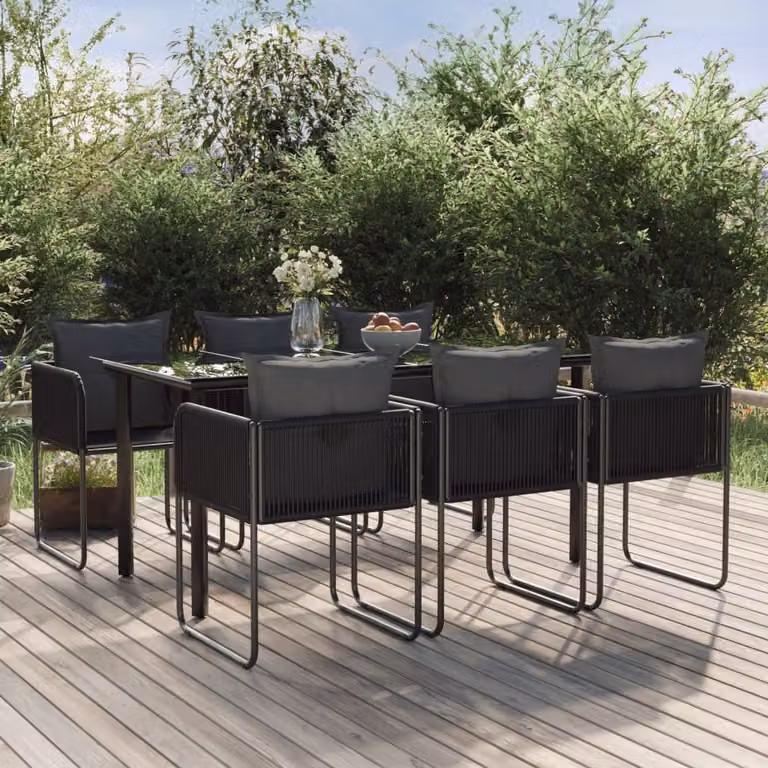 Maison Exclusive - Set da pranzo da giardino 7 pezzi nero