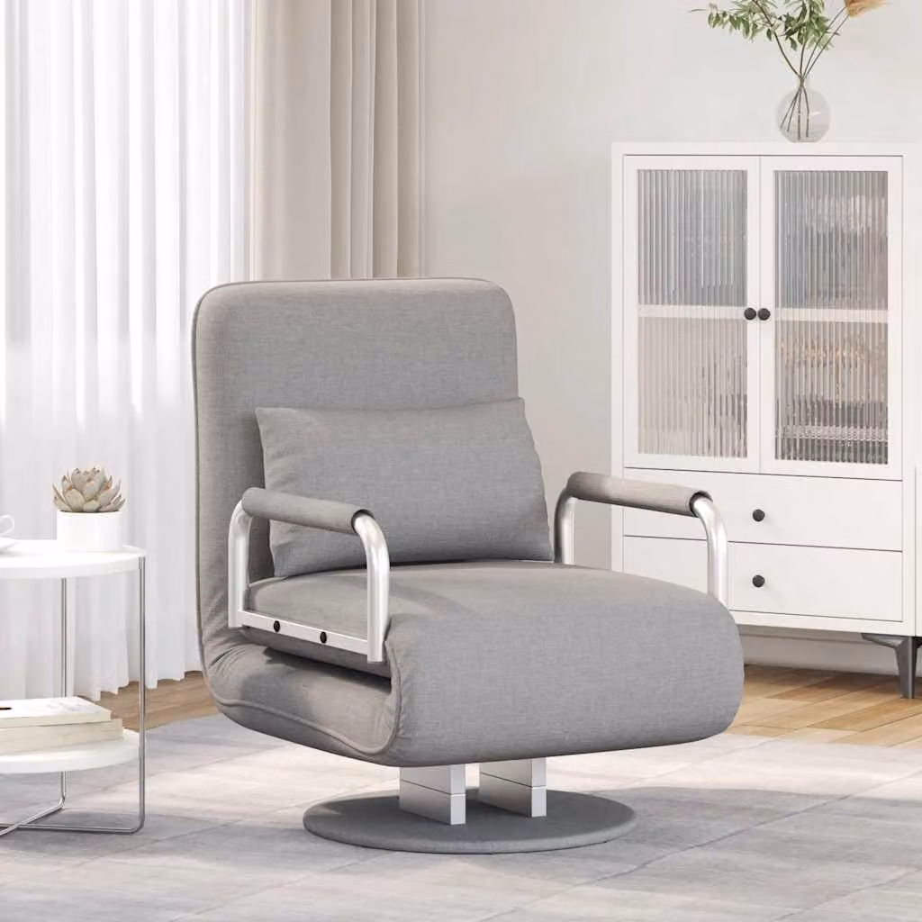 Maison Exclusive - Sedia Girevole e Divano Letto Grigio Chiaro in Tessuto