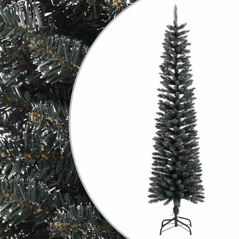 The Living Store Albero di Natale artificiale con supporto Slim Green 210 cm PVC
