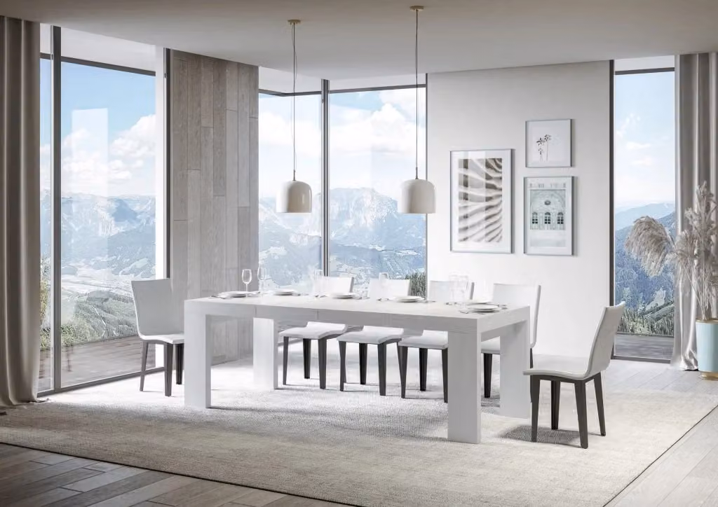 Tavolo allungabile moderno Roxel Premium in bianco frassino L/P: 120 x 90 cm, estensibile fino a 224 cm – 2