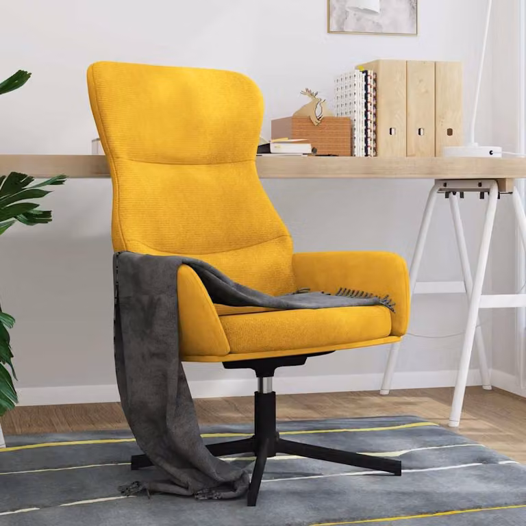 Sedia Relax vidaXL in Velluto Giallo con Struttura in Metallo e Seduta girevole a 360 gradi