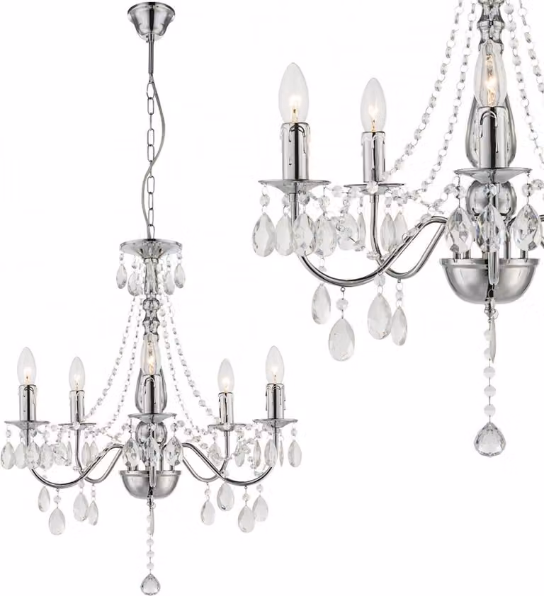 Lampadario A Sospensione Toolight Ebt014-5Cp Chrome