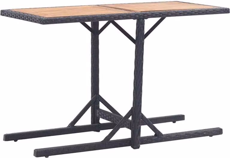 Tavolo da giardino The Living Store in legno massiccio di acacia nero e poly rattan