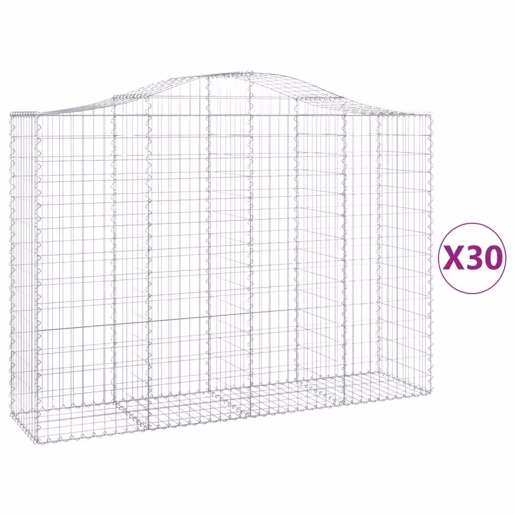 Cesti Gabbioni ad Arco 30 pz 200x50x140/160 cm Ferro Zincato