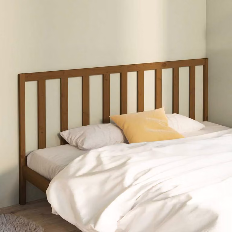 Testiera per letto vidaXL in legno massello di pino color ambra, stile rustico, L: 186 cm, P: 4 cm, H: 100 cm