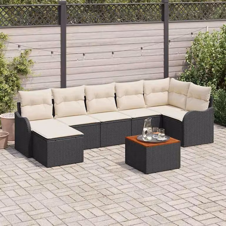 Maison Exclusive - Set Divano da Giardino con cuscino 8 pcs Nero polyrattan