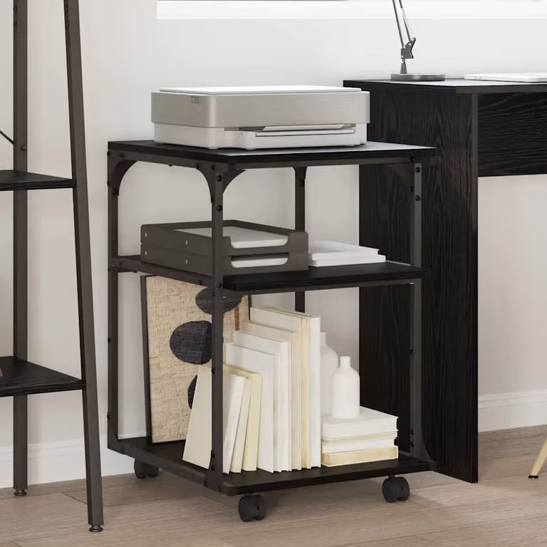 vidaXL Supporto per Stampante in Stile Industriale, Nero Opaco, L 43 cm x P 48 cm x H 64 cm