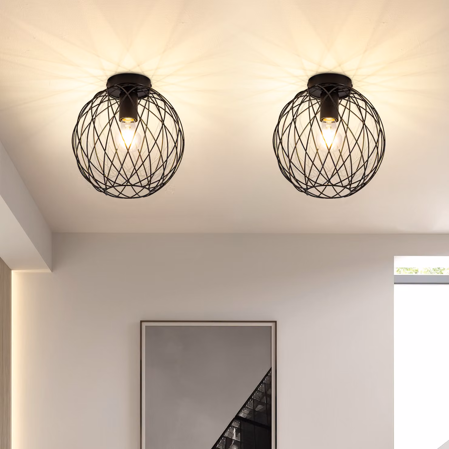 ZMH plafoniera retro cucina lampada soffitto nero soggiorno lampada metallo industriale con attacco E27 Max.40W lampada piccola Estetica per cucina corridoio balcone camera da letto sala da pranzo Ø 20cm