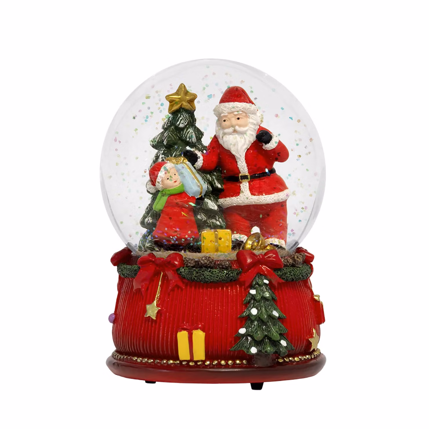Carillon Sfera Natalizia Musicale con Neve VESTIAMO CASA, Colore Rosso, Altezza: 14 cm – 3