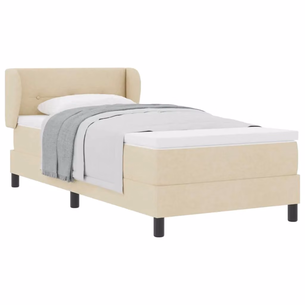 Letto a molle con testiera vidaXL in tessuto beige L: 100 cm, P: 200 cm, H: 88 cm – 2