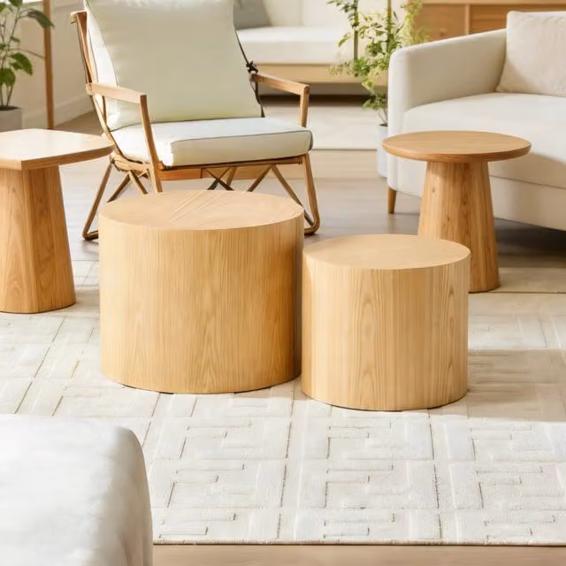 Set di tavoli nidificanti rotondi Zephmum in legno multicolore L/P/H: 48 x 38 cm e 38 x 32 cm