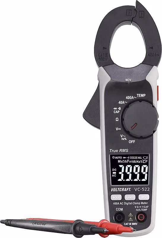 VOLTCRAFT VC-522 (ISO) Pinza amperometrica calibrata (ISO) digitale CAT III 600 V Display (conteggi): 4000 (VC-9499265)