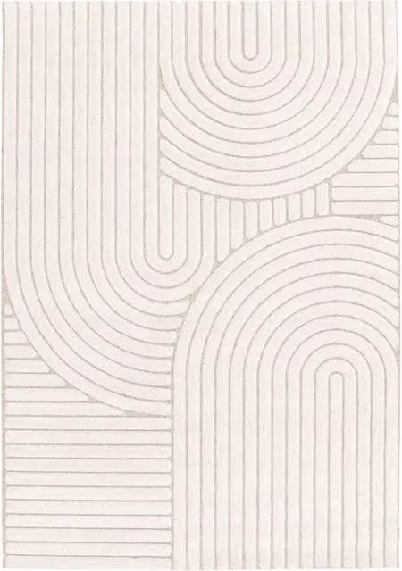 Tappeto etnico Sweeek beige e crema con design ad archi per soggiorno e camera da letto