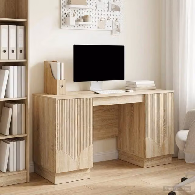 Scrivania moderna vidaXL in legno beige L: 142,5 cm, P: 50 cm, H: 75 cm