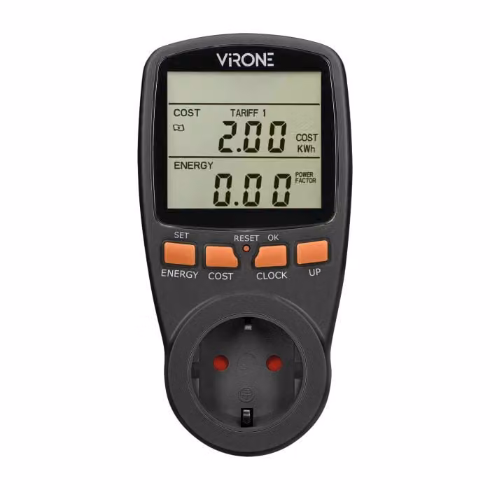 Calcolatore di energia con display LCD VIRONE EM-1(GS)/B, 3680W, 16A