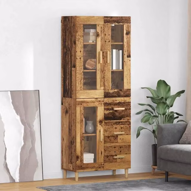 Credenza moderna vidaXL in legno ingegnerizzato marrone con ante a battente e ripiani interni L: 69,5 cm, P: 34 cm, H: 180 cm – 1