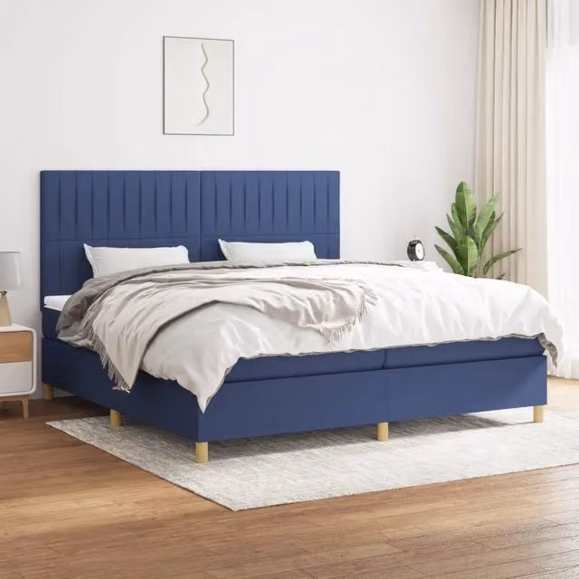 Letto Ibrido con Giroletto a Molle e Materasso vidaXL, Blu e Bianco, L/P: 200 x 200 cm – 1
