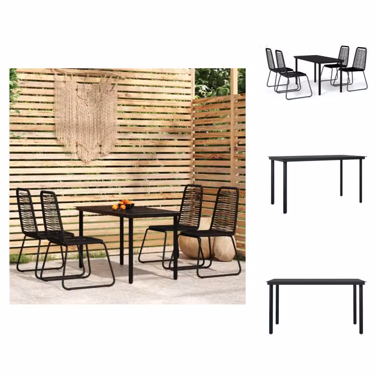vidaXL Set da pranzo da giardino 5 pezzi nero - Set di mobili da giardino