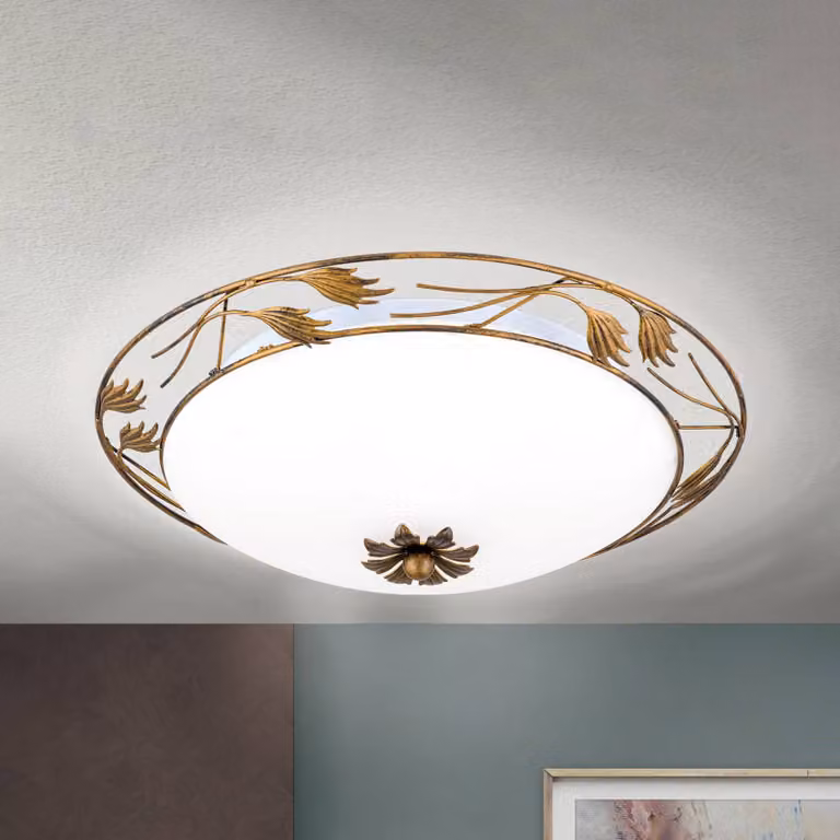 ORION Plafoniera soffitto Fleur, dimmerabile, Bronzo / Ottone antico, Soggiorno / Sala da pranzo, Metallo, Campagna / Rustiche, Plafoniera