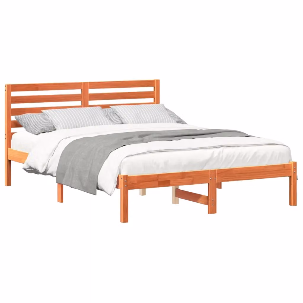 Struttura del letto in pino massello vidaXL, marrone cerato, L/P/H: 120 x 200 x 80,5 cm – 2
