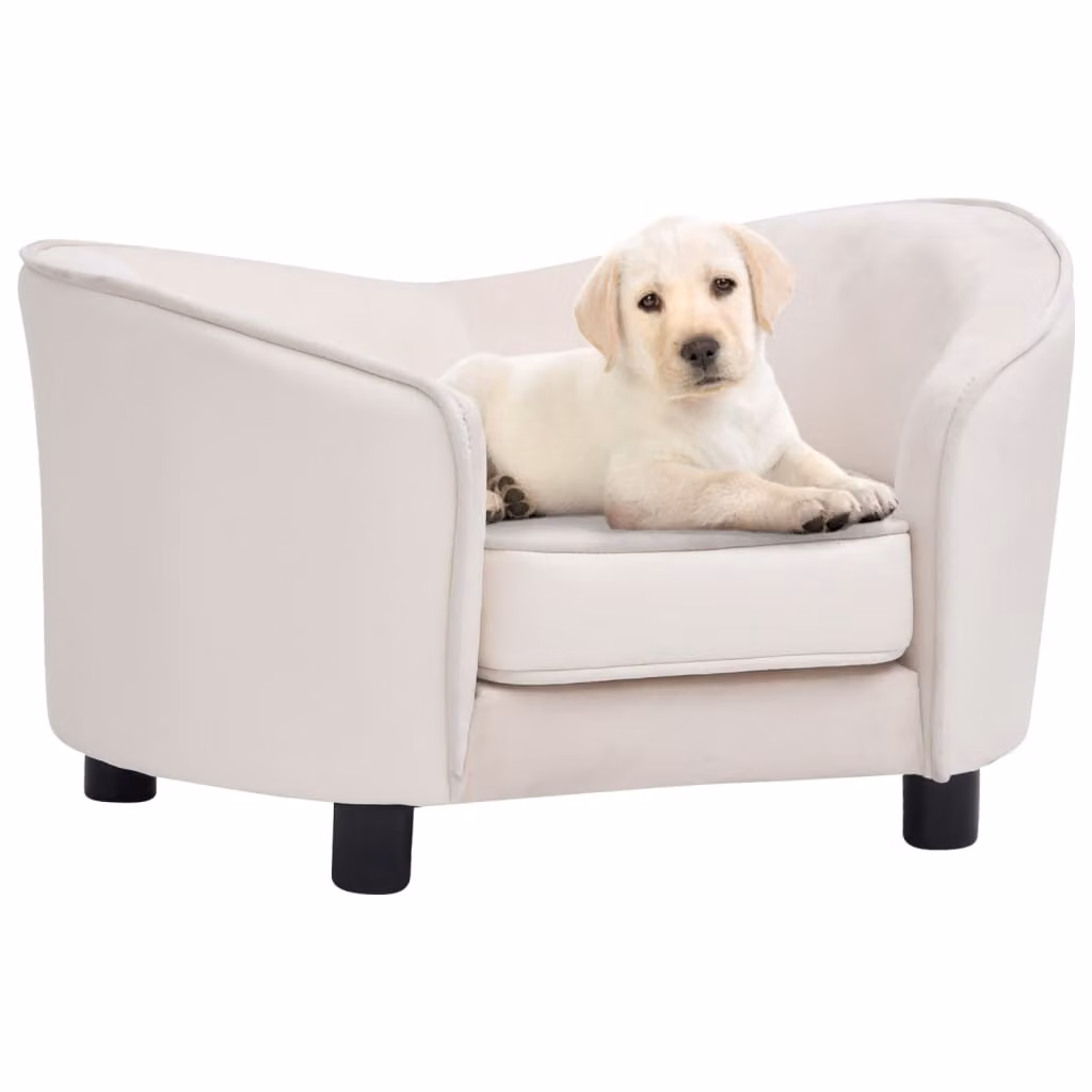 Divano per cani crema 69x49x40 cm in peluche e Pelle finta