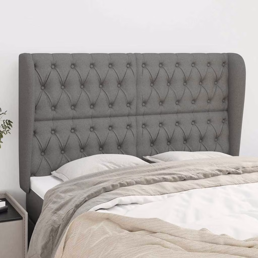 Testiera ad orecchio vidaXL in tessuto grigio scuro L: 147 cm, P: 23 cm, H: 118/128 cm