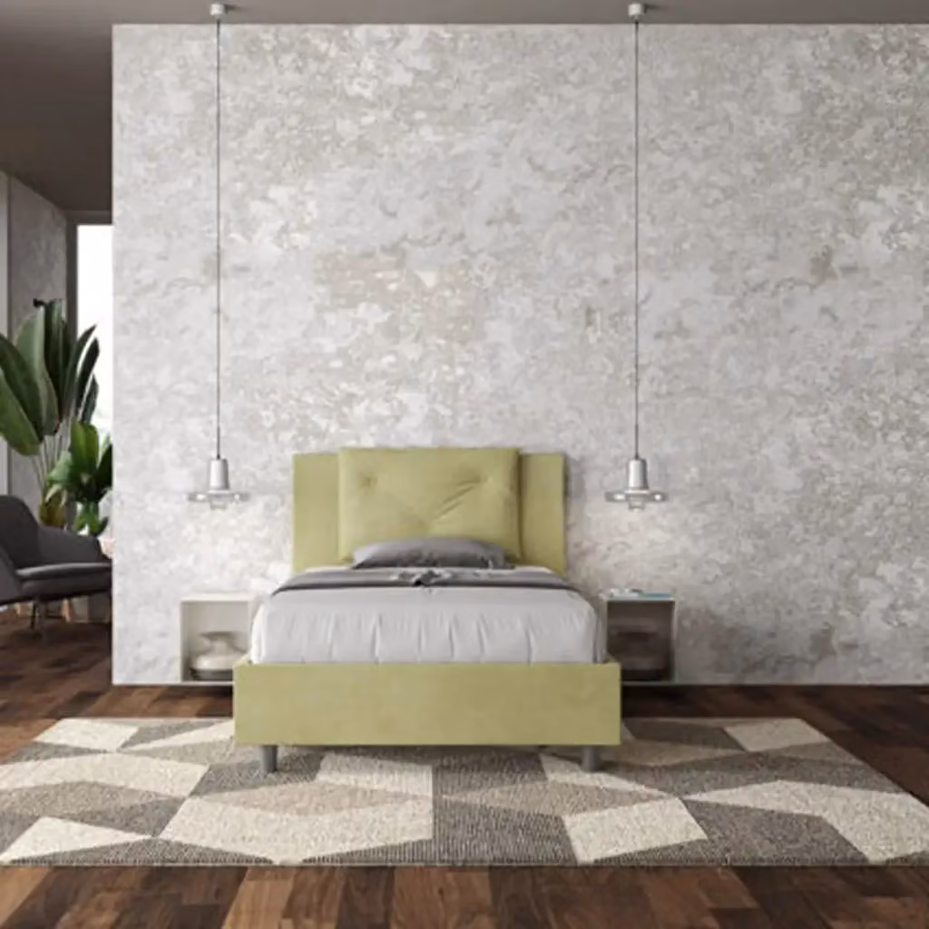 Letto singolo contenitore imbottito Appia Ityhome in microfibra colore tè verde L: 110 cm, P: 222 cm, H: 115 cm – 2