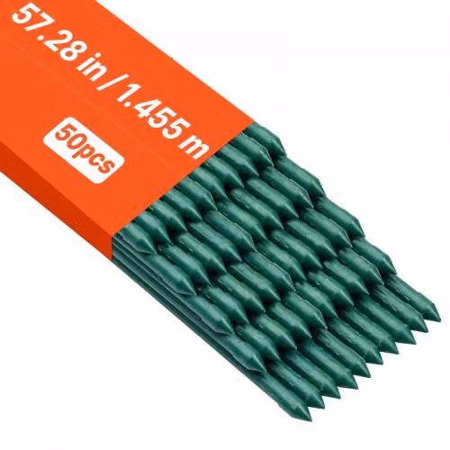 Confezione da 50 picchetti da giardino VEVOR verdi in plastica, bastoni di sostegno per piante rampicanti e orto, Altezza: 145,5 cm