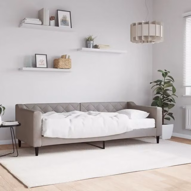 Divano Letto con Materasso Tortora 80x200 cm in Tessuto 3197406