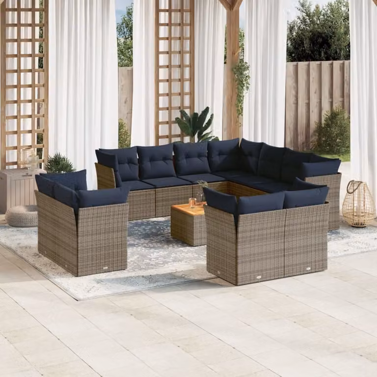 Maison Exclusive - Set Divani da Giardino 12 pz con Cuscini Grigio in Polyrattan