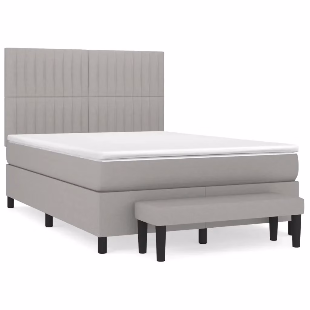 vidaXL Giroletto a Molle Ibrido con Materasso in Tessuto Grigio e Bianco L/P/H: 200 x 140 x 128 cm – 2