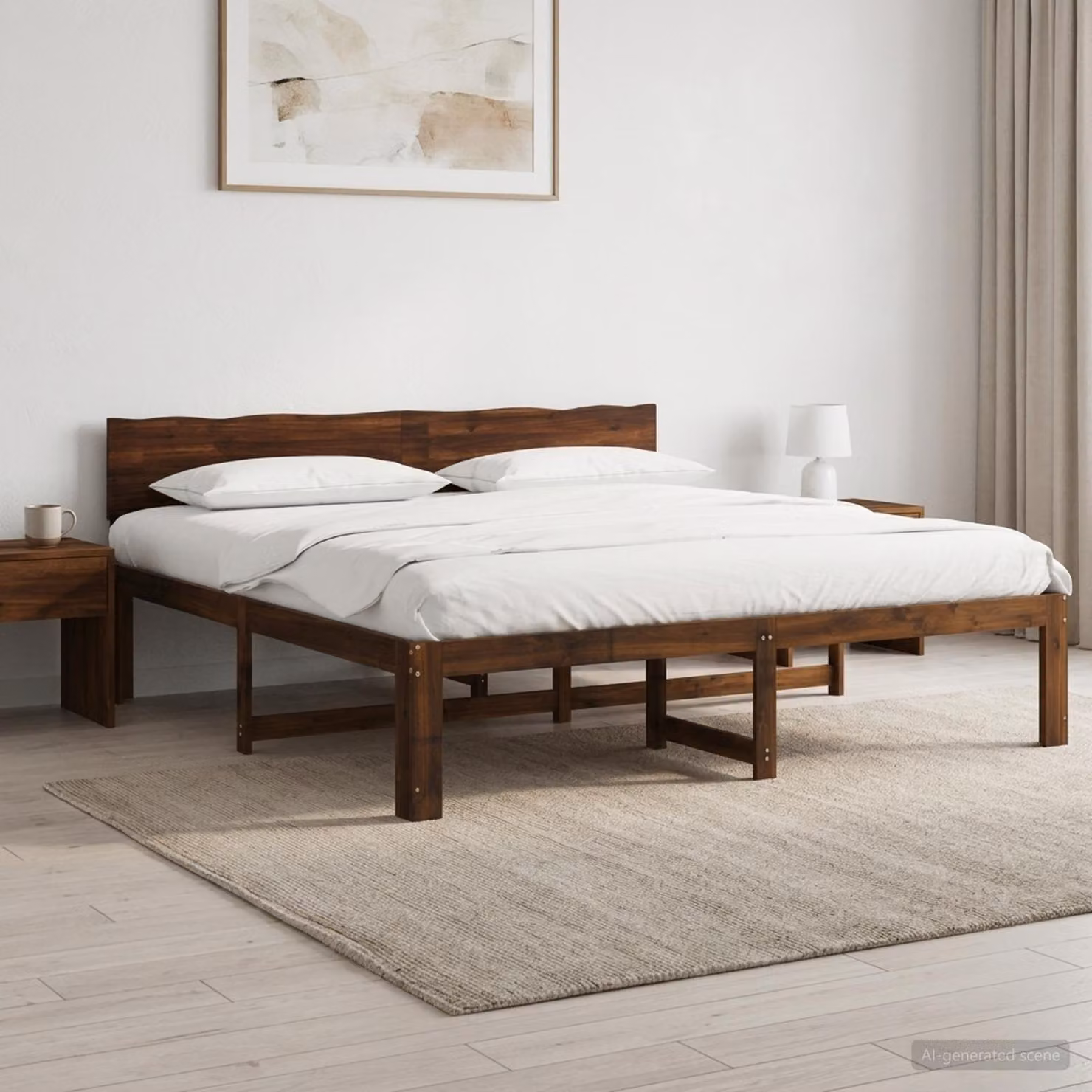 Letto matrimoniale vidaXL ROSTOCK in legno di acacia marrone scuro L/P/H: 184 x 200 x 81 cm