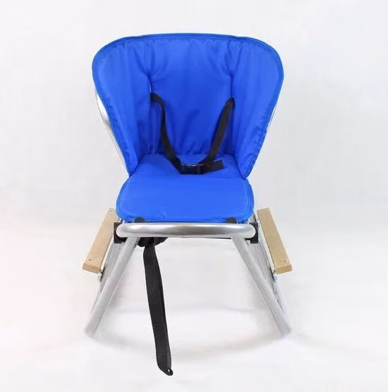 Culla per bambini con schienale, supporti per gambe, materasso comodo e cintura di sicurezza - argento blu