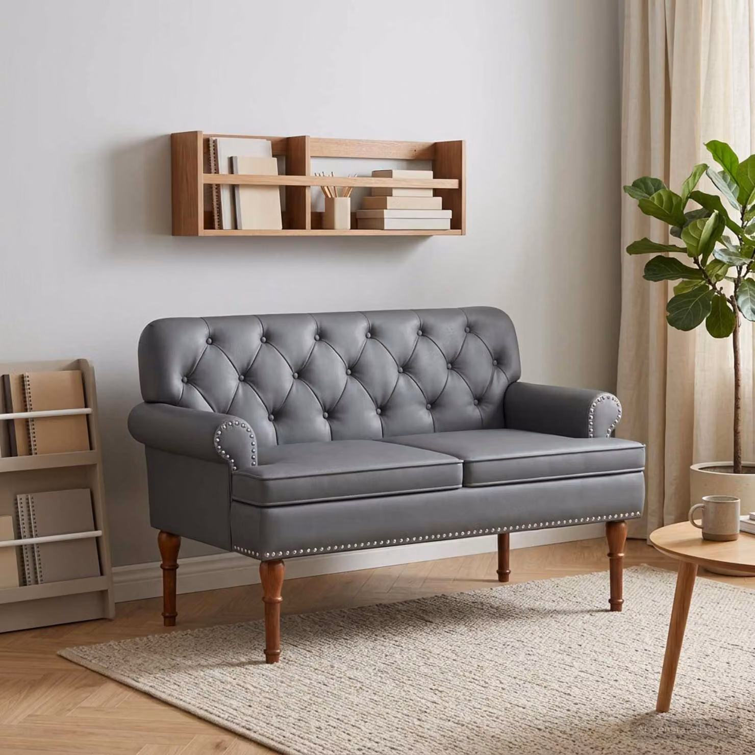 Loveseat vidaXL imbottito in velluto Grigio L: 120 cm, P: 65 cm, H: 77 cm