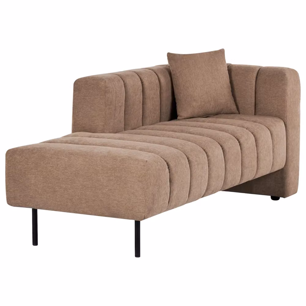 Chaise Lounge BELIANI in tessuto marrone con gambe nere e cuscino lato destro, design moderno e glam, L: 173 cm, P: 79 cm, H: 73 cm – 2